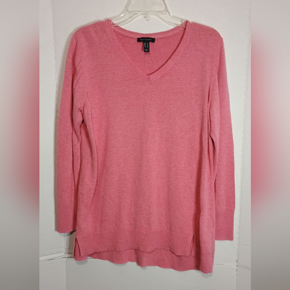 H By Halston Pink V-Neck Sweater Size Large